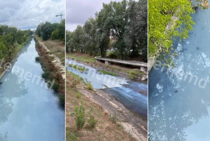 У Кишиневі річка Бик знову змінила колір: воду побачили металево-блакитною
